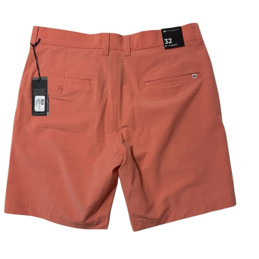 Travis Mathew Tech Chino Shorts Coral 8-Inch Inseam Various Sizes - Picture 4 of 9